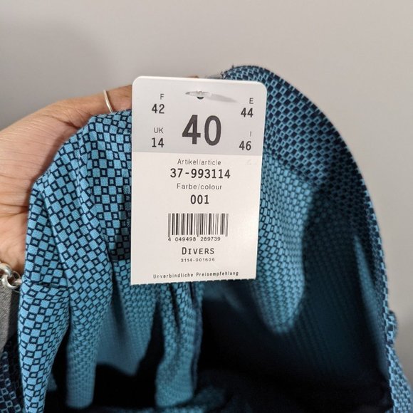 NEW‎ Rabe 1920 Blue Geometric Straight Leg Casual Pants Women's Size US 10 - Picture 4 of 6